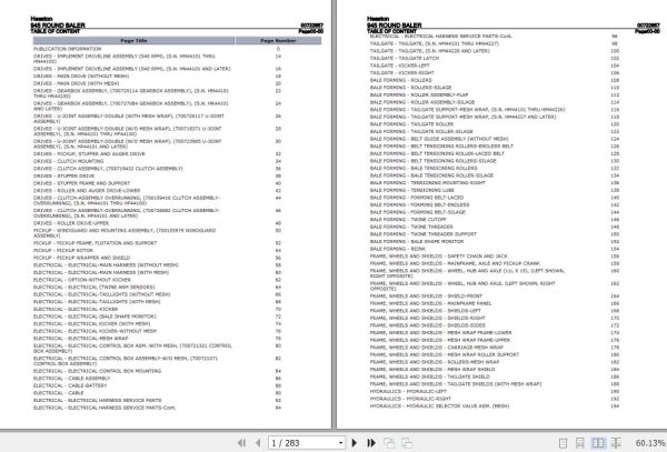 Hesston Round Baler 945 Parts Catalog 00722657 1