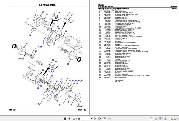 Hesston Round Baler 945 Parts Catalog 00722657 2