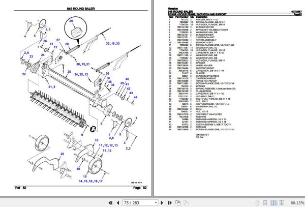 Hesston Round Baler 945 Parts Catalog 00722657 3