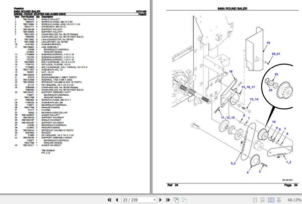 Hesston Round Baler 946A Parts Catalog 00721489 2