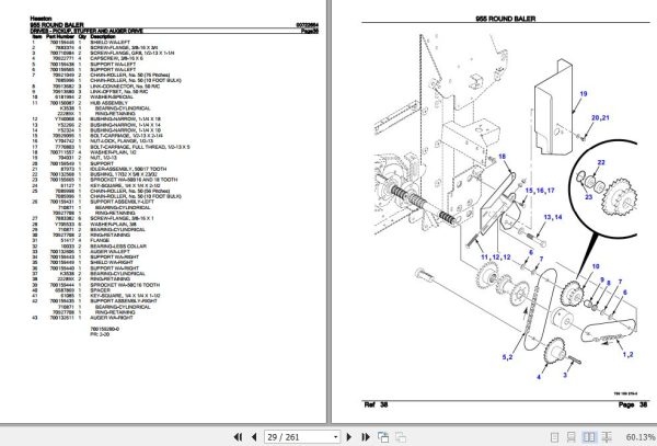 Hesston Round Baler 955 Parts Catalog 00722654 2