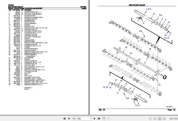 Hesston Round Baler 955 Parts Catalog 00722654 3
