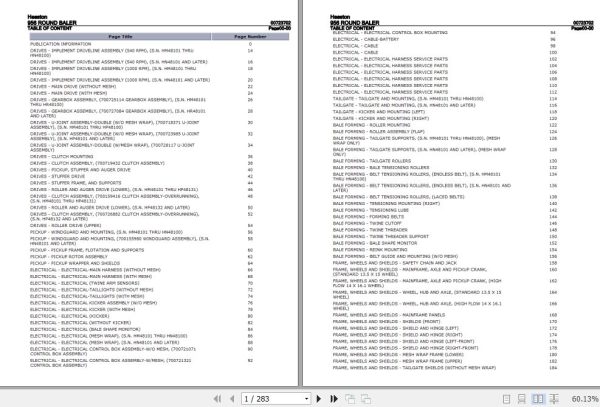 Hesston Round Baler 956 Parts Catalog 00723702 1