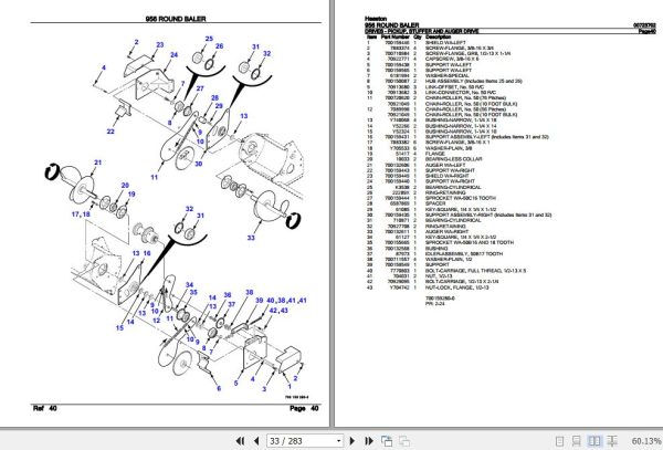 Hesston Round Baler 956 Parts Catalog 00723702 2