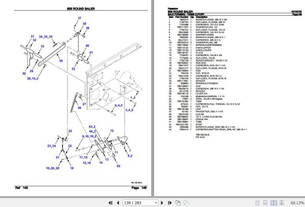 Hesston Round Baler 956 Parts Catalog 00723702 3