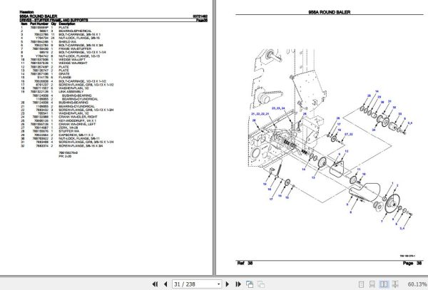 Hesston Round Baler 956A Parts Catalog 00721492 2