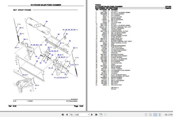 Hesston Round Baler Fixed Chamber 814 Parts Catalog 00721553 3