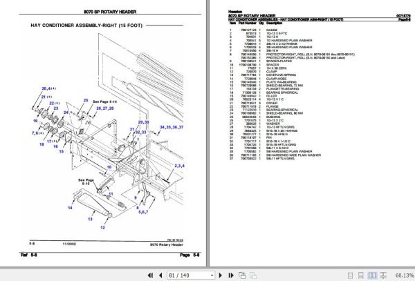Hesston SP Rotary Header 8070 Parts Catalog 00718779 2