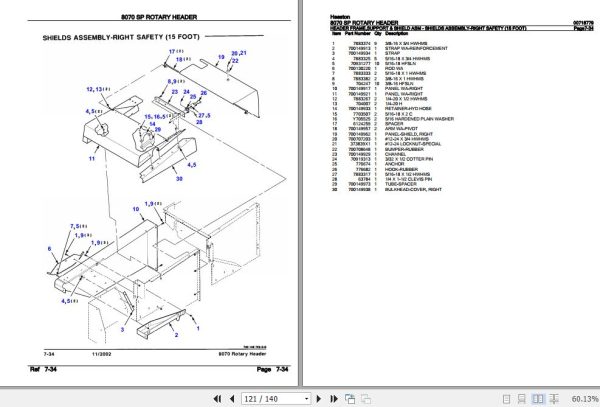 Hesston SP Rotary Header 8070 Parts Catalog 00718779 3