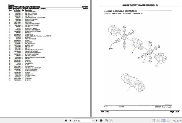 Hesston SP Rotary Header 8500 Parts Catalog 00713659 2