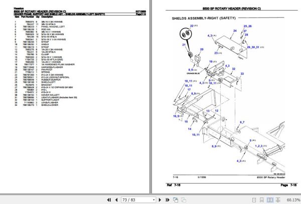 Hesston SP Rotary Header 8500 Parts Catalog 00713659 3