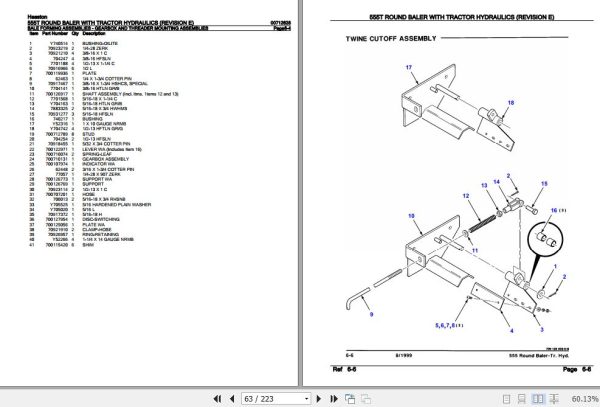 Hesston Tractor Hydraulics Round Baler 555T Parts Catalog 00712628 2