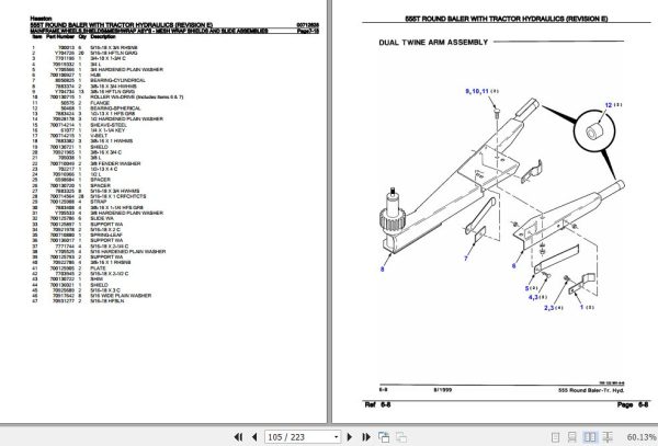 Hesston Tractor Hydraulics Round Baler 555T Parts Catalog 00712628 3