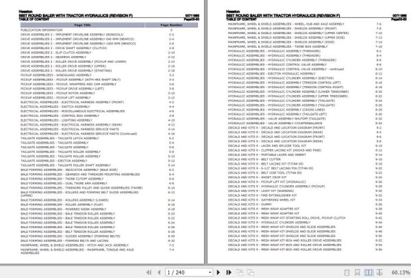 Hesston Tractor Hydraulics Round Baler 565T Parts Catalog 00711868 1