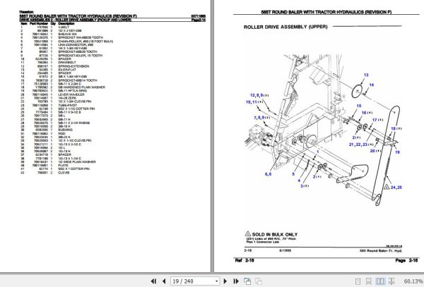 Hesston Tractor Hydraulics Round Baler 565T Parts Catalog 00711868 2