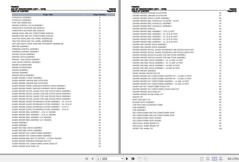 Hesston Windrower 420SP Parts Catalog 7080336 1
