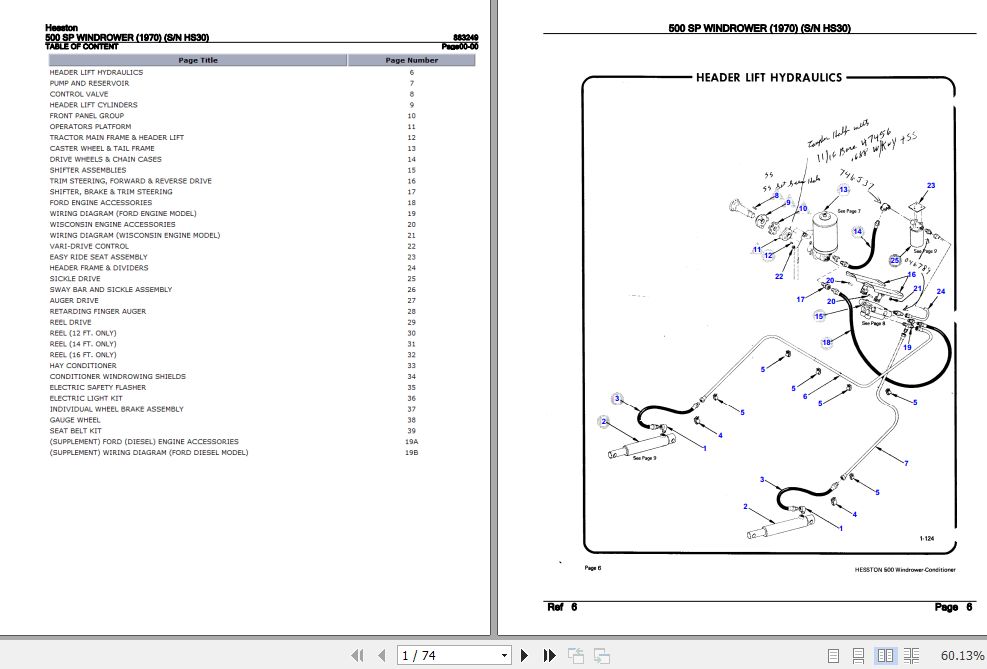Hesston Windrower 500SP Parts Catalog 883249 1