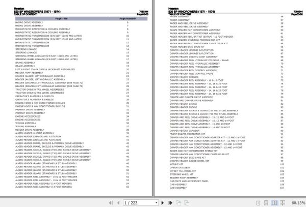 Hesston Windrower 520SP Parts Catalog 7080344 1