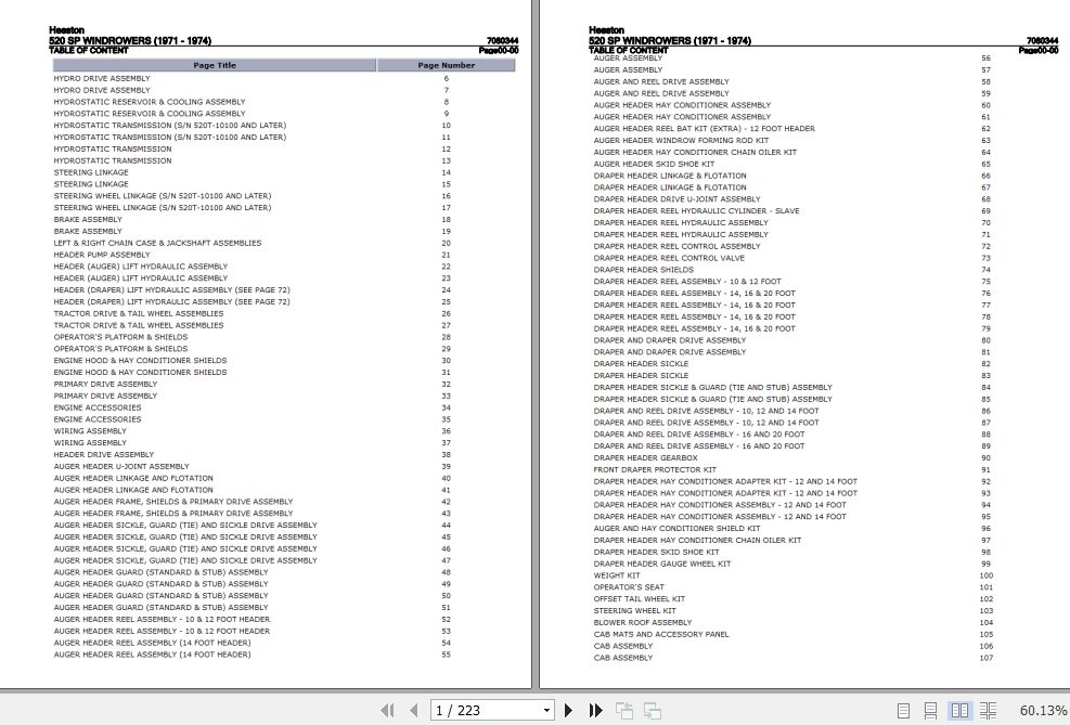 Hesston Windrower 520SP Parts Catalog 7080344 1