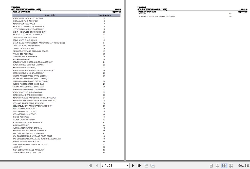 Hesston Windrower 600SP Parts Catalog 881219 1