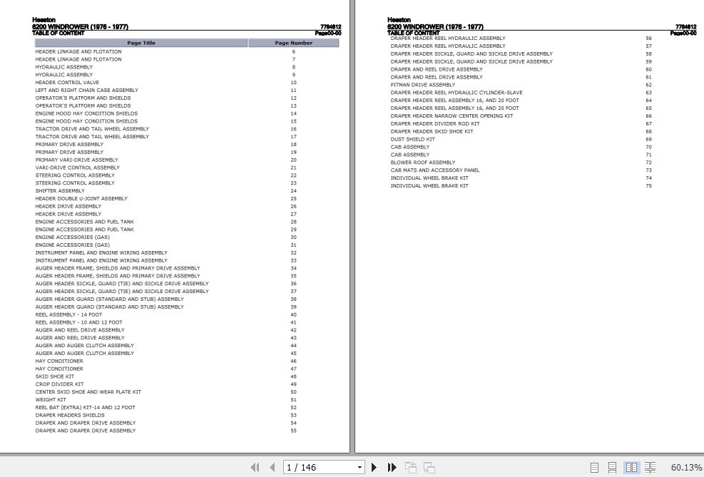 Hesston Windrower 6200 Parts Catalog 7784812 1