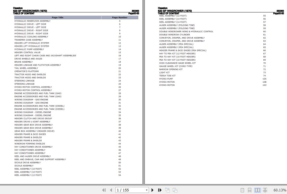 Hesston Windrower 620SP Parts Catalog 883363 1