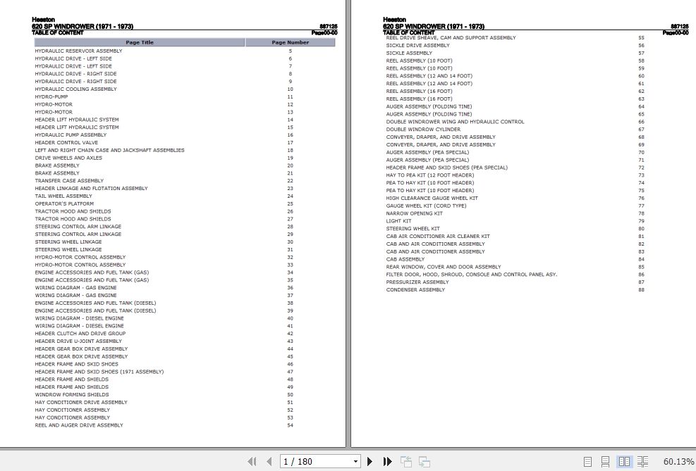 Hesston Windrower 620SP Parts Catalog 887125 1