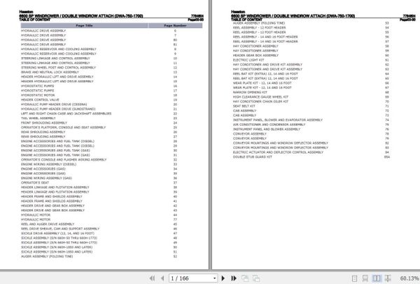 Hesston Windrower 6600SP Double Windrow Attach Parts Catalog 7784804 1