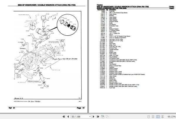 Hesston Windrower 6600SP Double Windrow Attach Parts Catalog 7784804 3