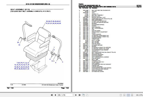 Hesston Windrower 8110 8110S Parts Catalog 00716131 3
