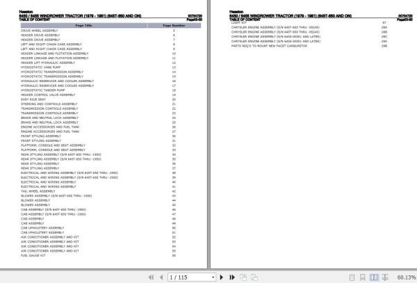 Hesston Windrower Tractor 6450 6455 Parts Catalog 00704720 1