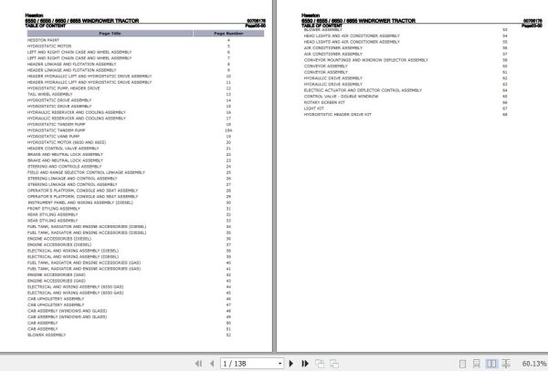 Hesston Windrower Tractor 6550 6555 6650 6655 Parts Catalog 00705175 1