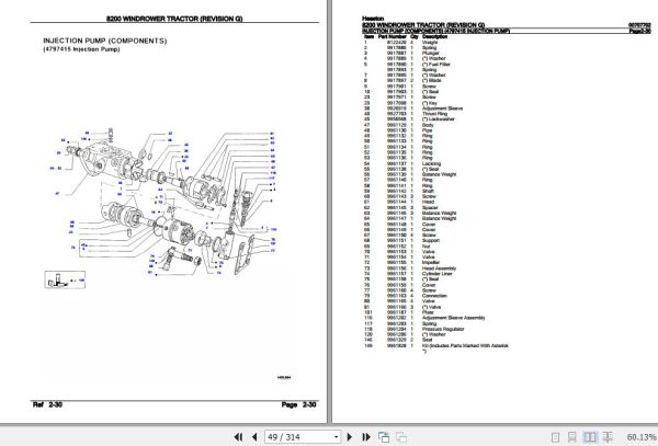 Hesston Windrower Tractor 8200 Parts Catalog 00707702 2