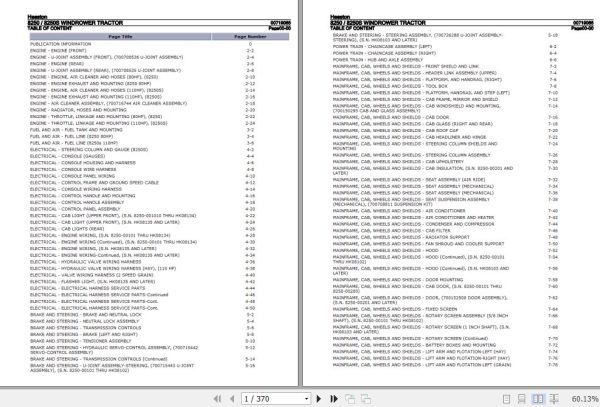 Hesston Windrower Tractor 8250 8250S Parts Catalog 00719065 1