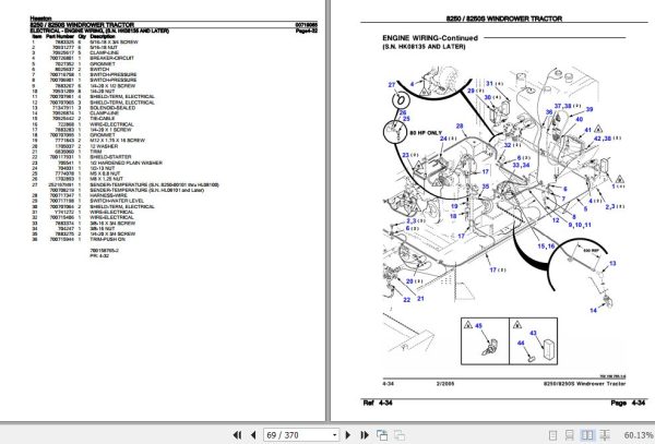 Hesston Windrower Tractor 8250 8250S Parts Catalog 00719065 2