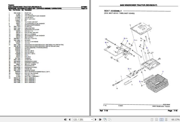 Hesston Windrower Tractor 8400 Parts Catalog 00708881 3