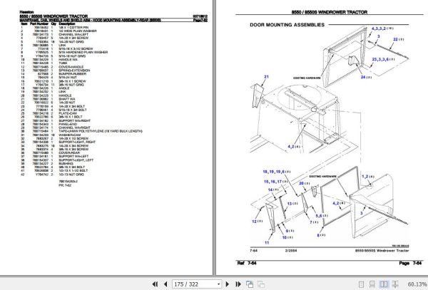 Hesston Windrower Tractor 8550 8550S Parts Catalog 00718812 3