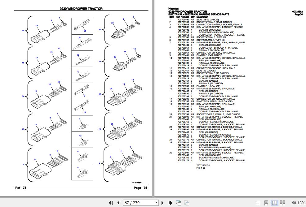 Hesston Windrower Tractor 9230 Parts Catalog 00723362 2