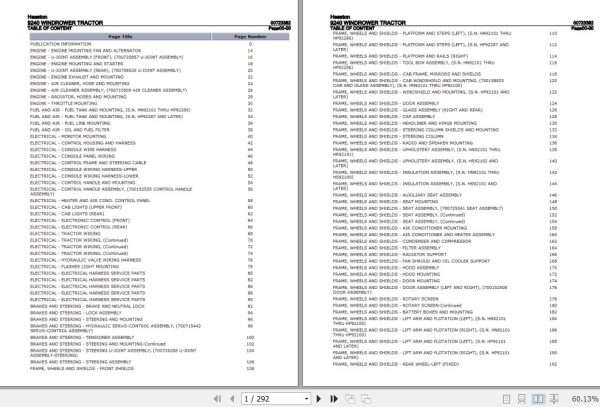 Hesston Windrower Tractor 9240 Parts Catalog 00723382 1