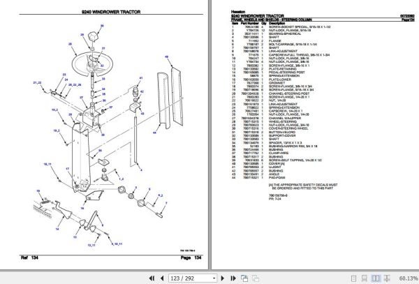 Hesston Windrower Tractor 9240 Parts Catalog 00723382 3