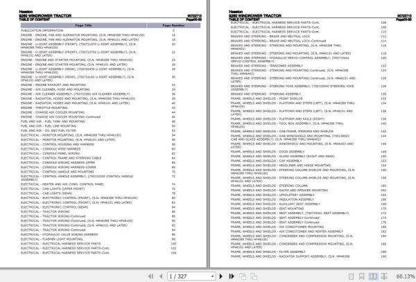 Hesston Windrower Tractor 9260 Parts Catalog 00722713 1