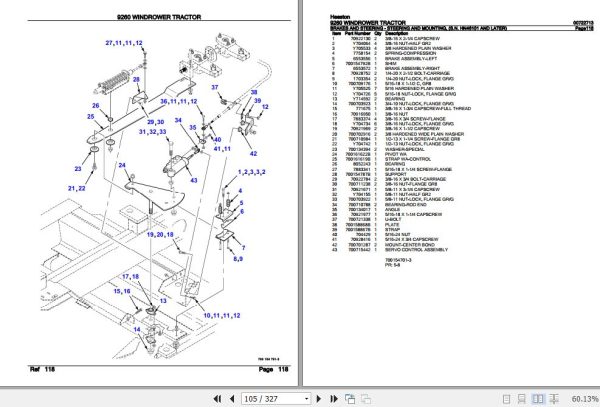 Hesston Windrower Tractor 9260 Parts Catalog 00722713 2