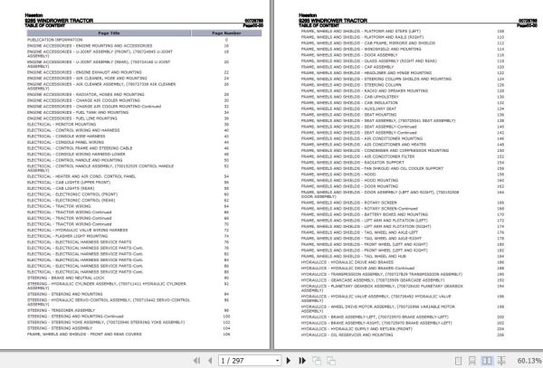 Hesston Windrower Tractor 9265 Parts Catalog 00728788 1