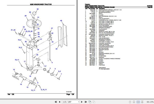 Hesston Windrower Tractor 9265 Parts Catalog 00728788 3