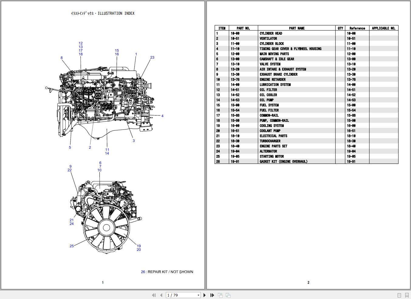 Hino Engine E13CUV KSFA Parts Catalog 1