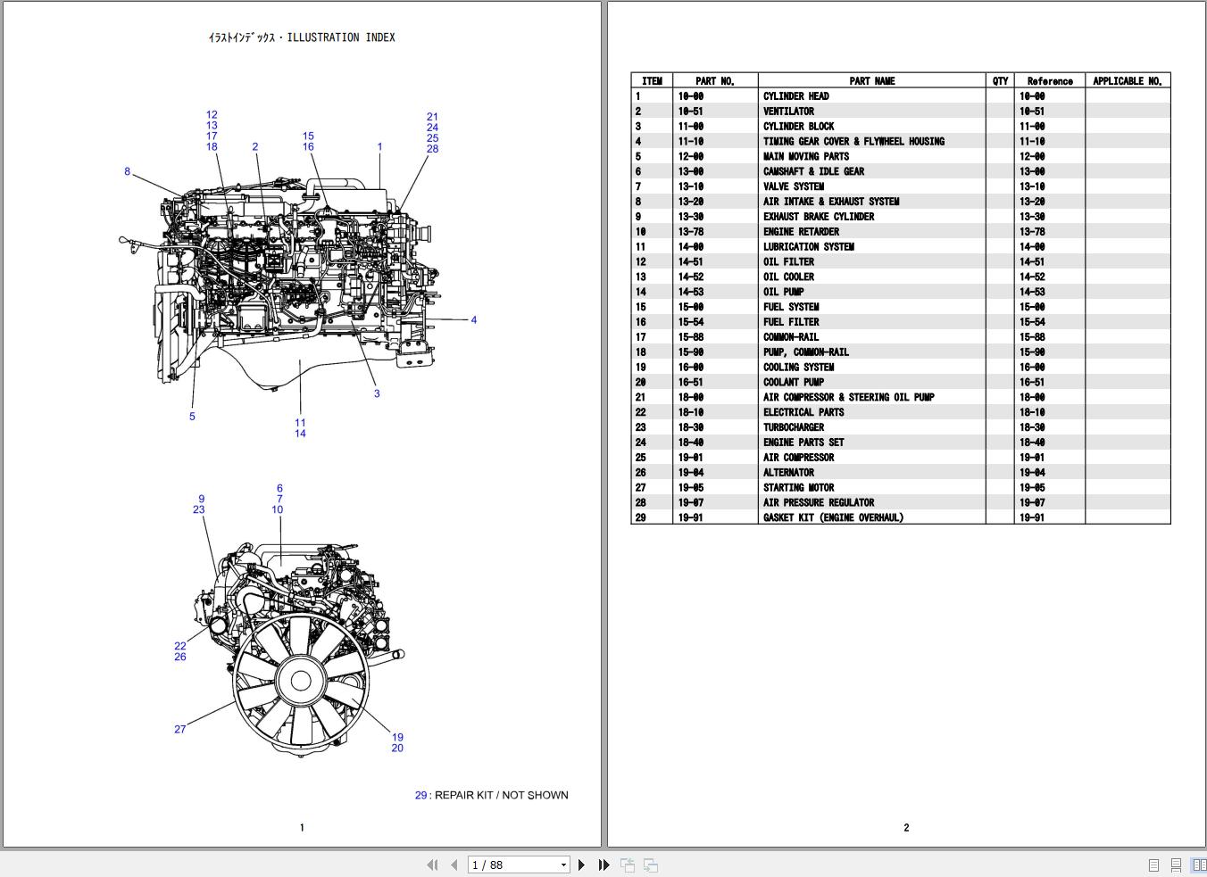 Hino Engine E13CUV KSFC Parts Catalog 1
