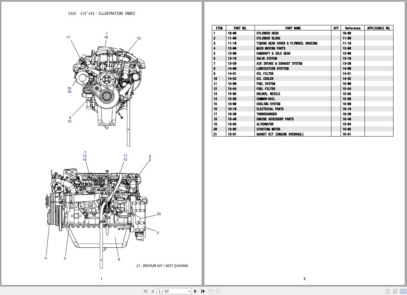 Hino Engine J08ETM KSFA Parts Catalog 1