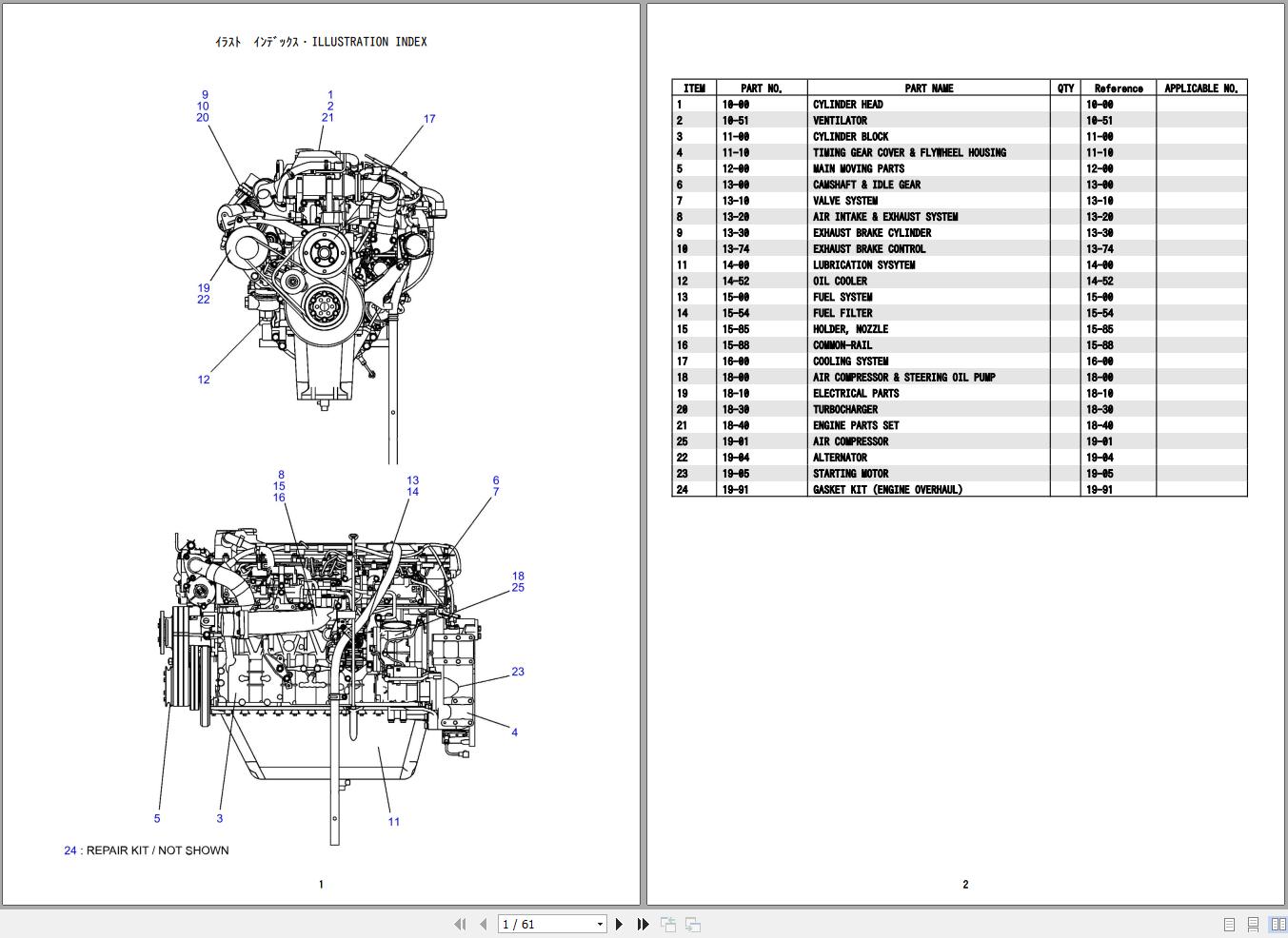 Hino Engine J08ETM KSFB Parts Catalog 1