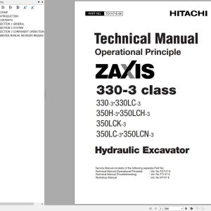 Hitachi Hydraulic Excavator ZX330 3 Class Technical Manual and Diagrams 2
