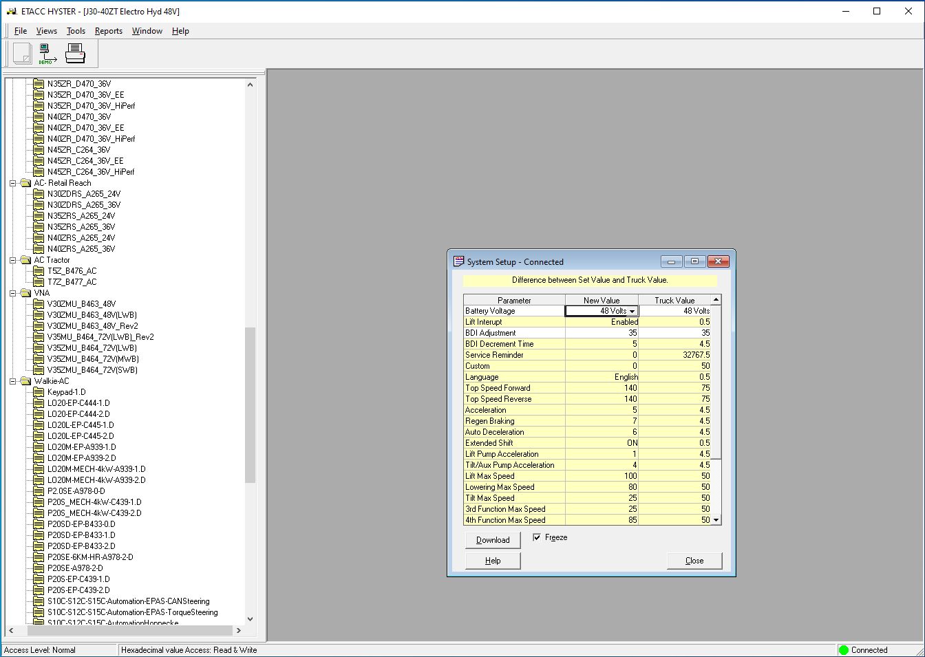 Hyster Forklift ETACC 08.2024 2.42.15 Display Program and Database 16